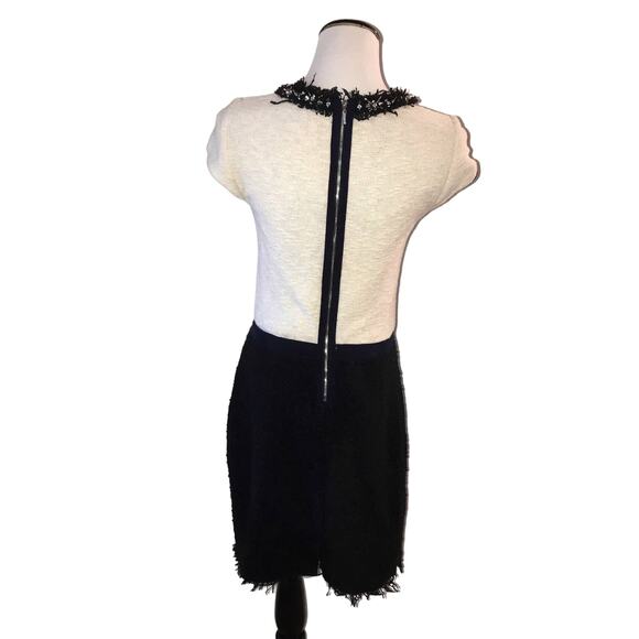 Rebecca Taylor Two Toned Embellished Neck Tweed Fringe Dress - Picture 8 of 12